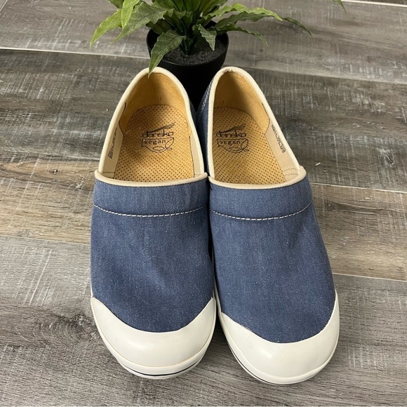 DANSKO Vegan Blue Fabric White Rubber Slip Resistant Mules Size EU 41 US 10.5-11 - Picture 3 of 14